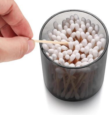 Організатор для косметики Gaomoeny, 3 шт. скляні аптечки для ватних паличок, бавовняних дисків, зубної нитки, косметичних спонжів, шпильок для волосся, чорний колір