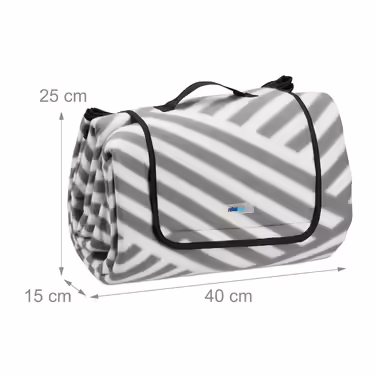 Relaxdays Striped Gray and White Picnic Blanket