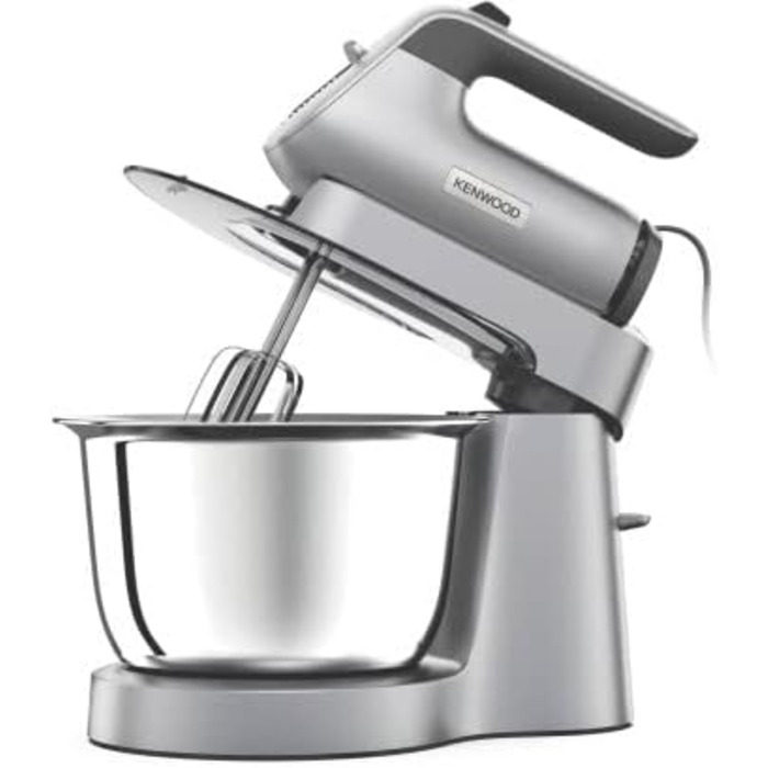 Міксер Kenwood Chefette HMP54.000SI – ручний і стаціонарний, 3,5 л, нержавіюча сталь, 650 Вт, регульована швидкість, сріблястий