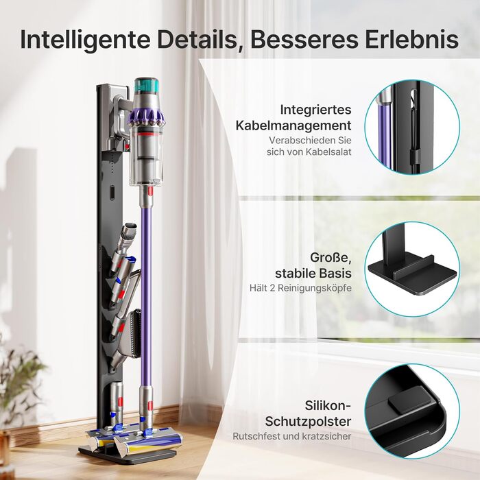 Підставка для пилососів Dyson з 4 гачками та 4 полицями, сумісна з серіями Gen5, V15, V12, V11, V10, V8, V7 та V6, без свердління, для зберігання пилососа та аксесуарів