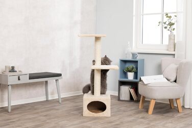 TRIXIE Cat Tree Badalona 109 cm in beige – multi-level cat tree with cozy resting areas and robust scratching surfaces, comfortable & stable – 43451