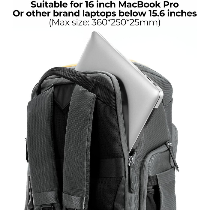 Рюкзак для фотографа K&F Concept Alpha, 25L, чорний, з відділенням для 16