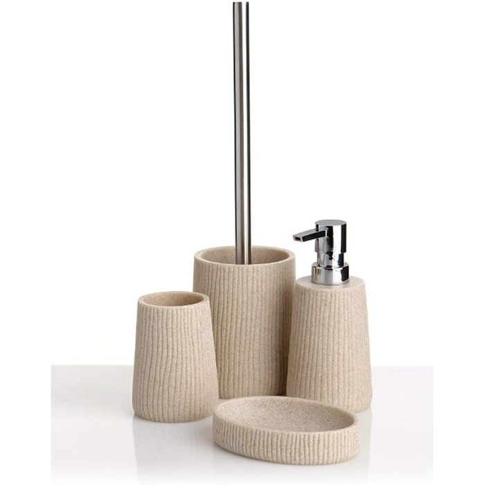 TATAY щітка для унітазу | Полірезин, елегантний дизайн, колекція Saigon, бежевий колір | 10,1 x 10,1 x 35,5 см