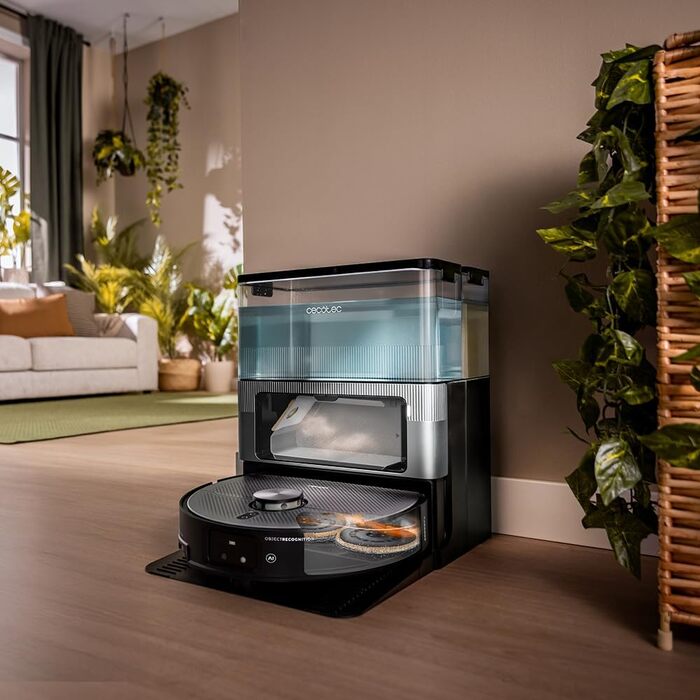 Робот-пилосос та робот-мийник Cecotec Conga X100 з автопорожненням та керуванням через додаток. Лазерна навігація, інтелектуальне картографування, 15000Pa, 240 хв роботи, знімні мікрофібри, станція з 3 резервуарами