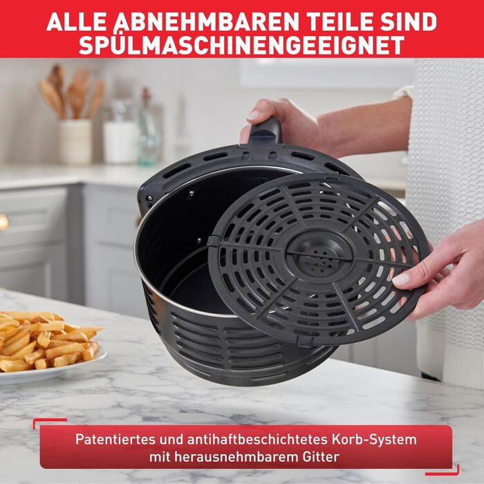 Tefal EY4018 Easy Fry Precision XL Hot Air Fryer | Air Fryer | 1500 W | 4.2 L for 6 Portions | 8 Automatic Programs | Digital Display | Energy-Saving | Healthy Oil-Free Fryer | Black