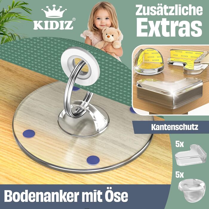 Захист для сходів KIDIZ® - розтяжний захист для дітей та домашніх тварин | Сітка-захист для сходів та дверей | З кріпленням до підлоги та аксесуарами для монтажу (0-180 см, Зелений)