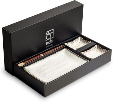 Набір суші SHIRO з білого порцеляну: 2 тарілки, 2 соусники, палочки, виготовлено в Японії