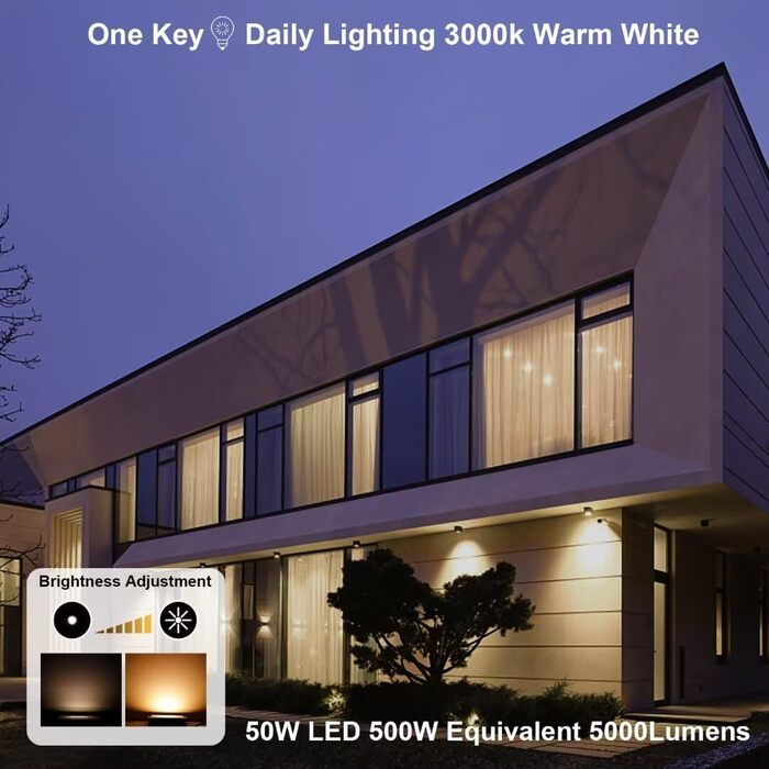 RGB LED Spotlight Outdoor with Remote Control, 2PCS RGBW 5000LM Dimmable Color Outdoor Spotlights, 3000K Warm White Floodlight Floodlight Spotlight Color Changing Lighting Floodlight Garden IP66 Waterproof