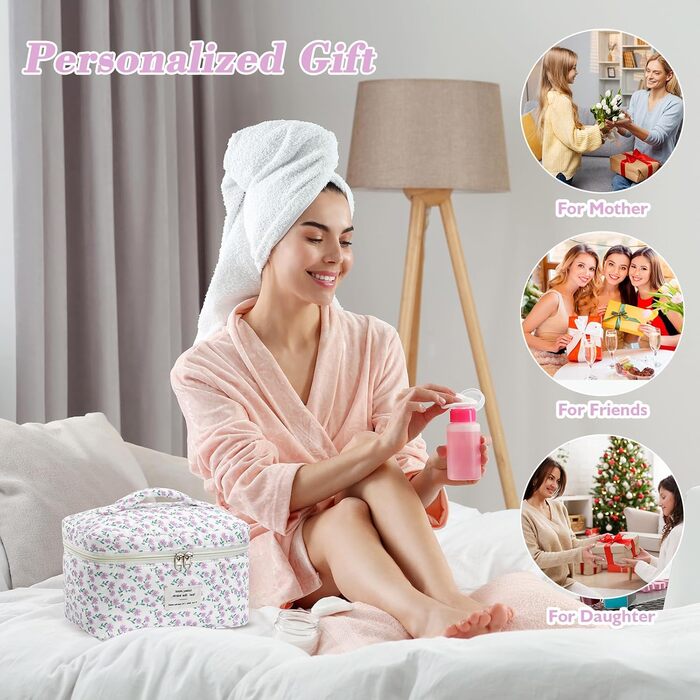 Набір косметичок 3 шт. з квітковим принтом для жінок та дівчат | Косметичка для подорожей та повсякденного використання | Набір косметичок з вишивкою (фіалково-павлинний)