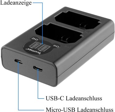 Акумулятор Blumax LP-E10 для Canon EOS 1500D/2000D/4000D + Зарядний пристрій Slim Dual USB LC-E10e (1020mAh)