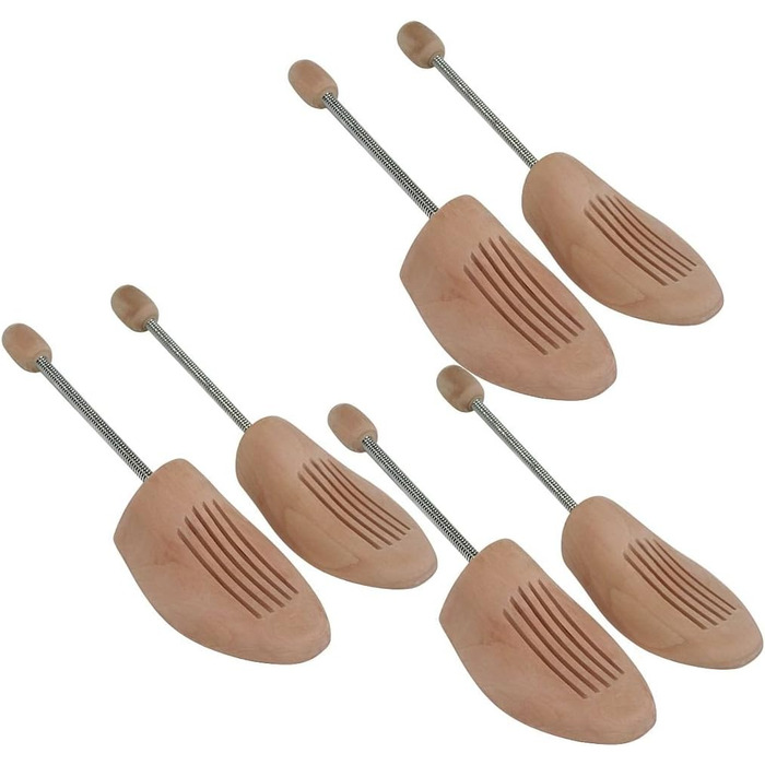 DELFA 3-Pair Shoe Stretcher Shoe Former Shoe Expander Birchwood with Metal Spiral Spring