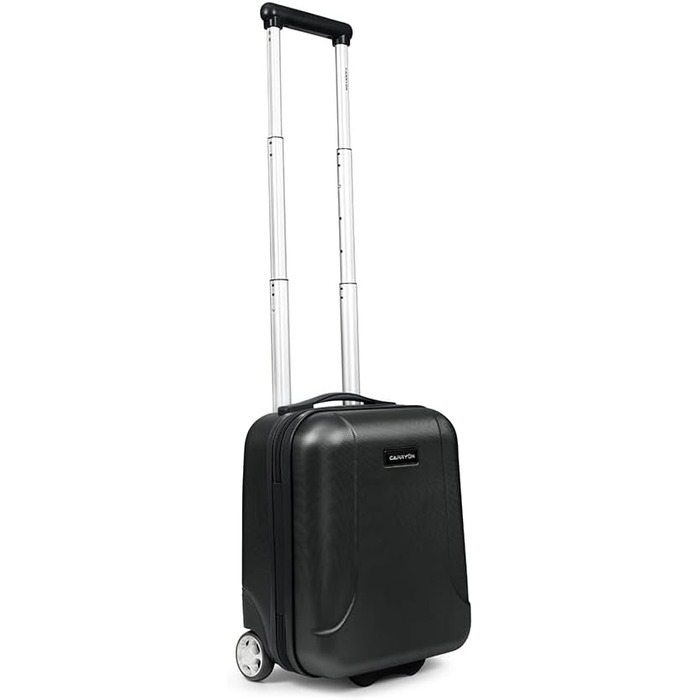 Чемодан ручної поклажі CarryOn Skyhopper з жорстким корпусом 55x35x20 см - Легкий ручний валіза TSA, подвійні колеса (Чорний, Mini)