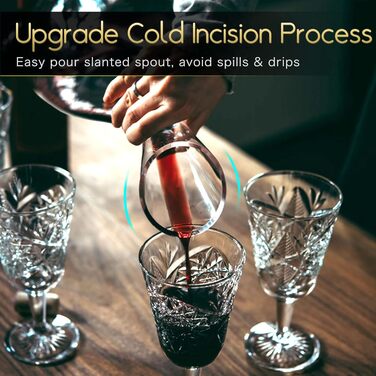 NUTRIUPS Wine Decanter Wine Carafe Red Wine 1.8L Lead-Free Glass Decanter Wine Decanter Made of Crystal Glass Red Wine Decanter (with Free Cleaning Brush and Stopper)