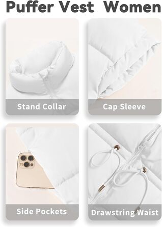 Жіночий великий пуховик ELLEVEN з капюшоном, стьобаний, на блискавці, з кишенями (XL, білий/розкішний сад)