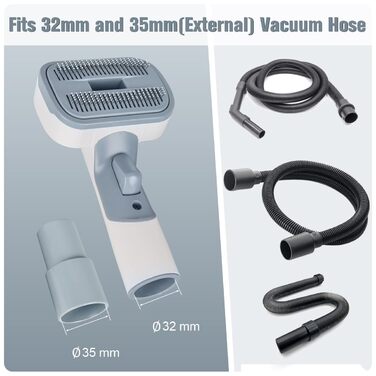 Насадка для пилососа 3-в-1 для видалення шерсті, підшерстка та ковтунів, 32 мм/35 мм, підходить для більшості пилососів