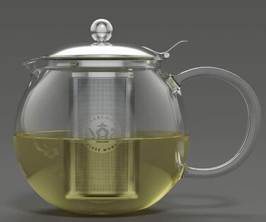 Чайник Teabloom Classica: скляний чайник з нержавіючою сталею, 1200 мл, з чайним ситечком