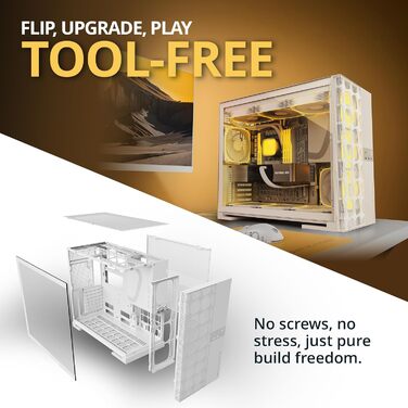 Корпус для ПК Geometric Future M5 Vent Mesh - ігровий Mid Tower з темним склом, підтримка E-ATX/ATX, висока циркуляція повітря, сталь 1.2 мм, Type C, радіатори 420/360, подвійний відсік, GEO-M5V-BY (Mesh версія з 5 вентиляторами 140x140, білий)