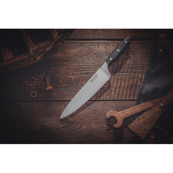 Ніроста Кухонний ніж Trinity 34 см - високоякісна нержавіюча сталь, професійна якість, для овочів, фруктів та іншого, ручне заточування Taper, важка ручка з захистом пальців