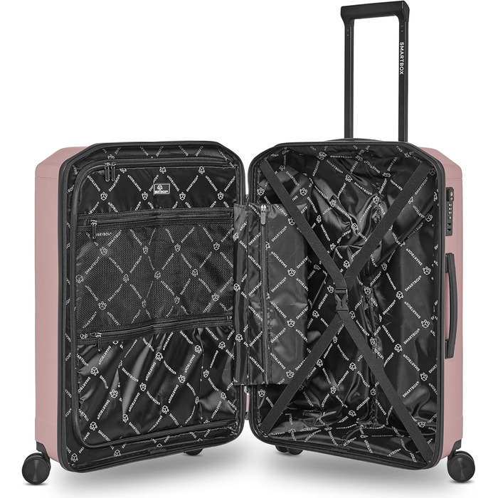 Чемодан Smartbox Hartschalen Check-in з жорстким корпусом, XL, 56 x 34 x 75 см, поліпропілен, 4 колеса, TSA-замок, 5.1 кг (Edition 02) (Рожевий металік, розмір M (66 см))