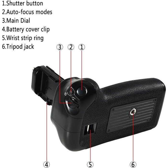 Набір батарейного блоку DSTE Pro з бездротовим пультом дистанційного керування 2.4G для Canon EOS 6D Mark II (замінник BG-E21)