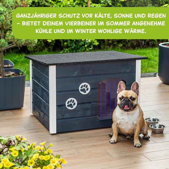 Будка для собак середнього розміру Outentin - тепла, ізольована, для вулиці, сіра, 76x60x60 см