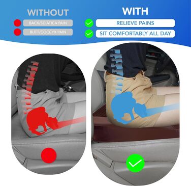 Подушка для автосидіння з Memory Foam для полегшення болю в куприку та попереку. Підходить для авто, вантажівки, офісу, інвалідного візка. Шкіра та сітка 4D (Колір: Коричневий)