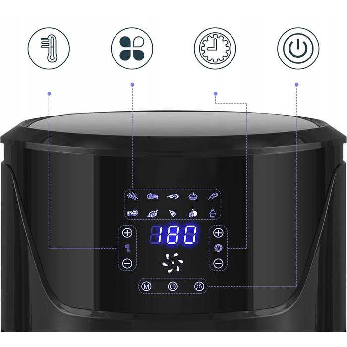 Аерофритюрниця Riwall Dunga 7L XXL 1800W — велика сімейна фритюрниця без олії