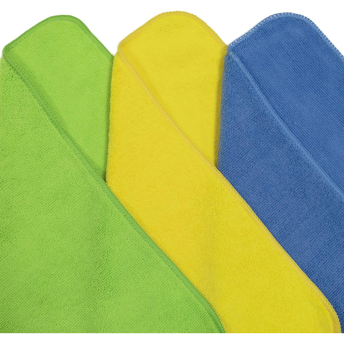 Універсальна мікрофібра Polyte для прибирання, 300 GSM, 40.6x40.6 см, набір 36 шт (синій, зелений, жовтий)