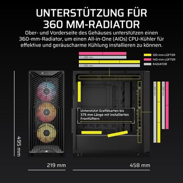 Корпус для ПК Corsair 3200D RS ARGB Mid-Tower ATX, чорний
