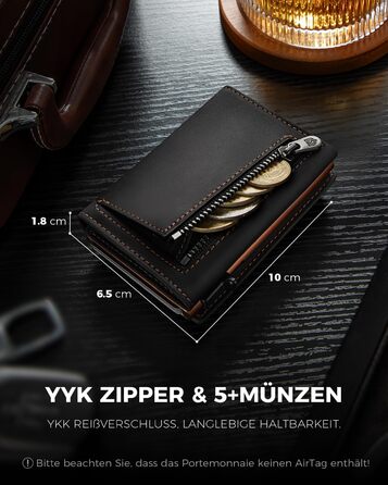 Портмоне DODENSHA® MagSnap для чоловіків з RFID захистом, відділенням для AirTag, картхолдером та відділенням для монет. Чорно-помаранчевий колір.