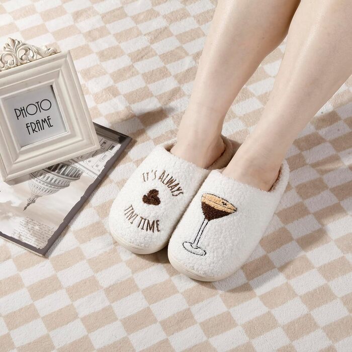 Тапочки домішки жіночі чоловічі м'які плюшеві ретро, теплі, зручні, з антиковзким покриттям, сліпони, білий ведмедик, 40/41 EU