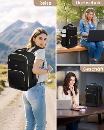 LOVEVOOK Рюкзак ручної поклажі, 40L, для подорожей та бізнесу, чорний