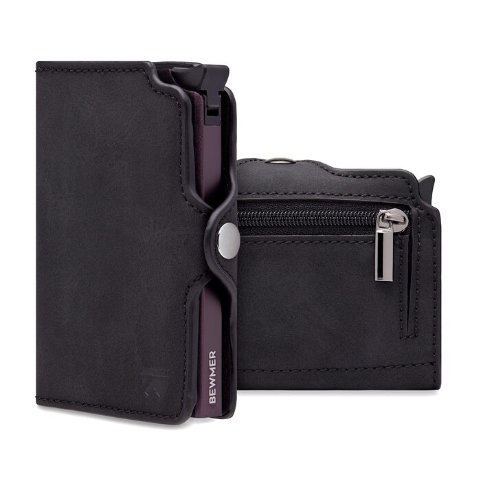 BEWMER Преміум картхолдер/візитниця | RFID захист від копіювання | Чоловіча та жіноча модель (Чорний)