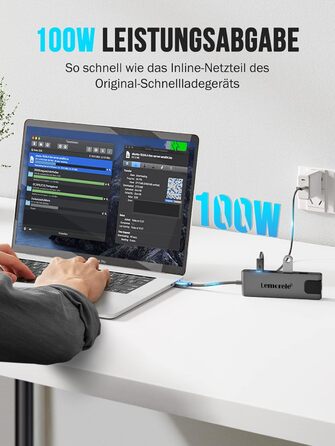 Lemorele USB-C хаб 14-в-1: док-станція з 3 портами дисплея (2 HDMI 4K + VGA), 5 USB (3x USB 3.0), 100W PD, SD/TF кардрідер, аудіо, сумісна з MacBook, Dell, Windows