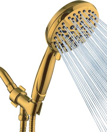 Душова лійка BOWGER з фільтром, 6 режимів, високий тиск, PowerWash, фільтр для жорсткої води, знімний ручний комплект із довгим шлангом, золото
