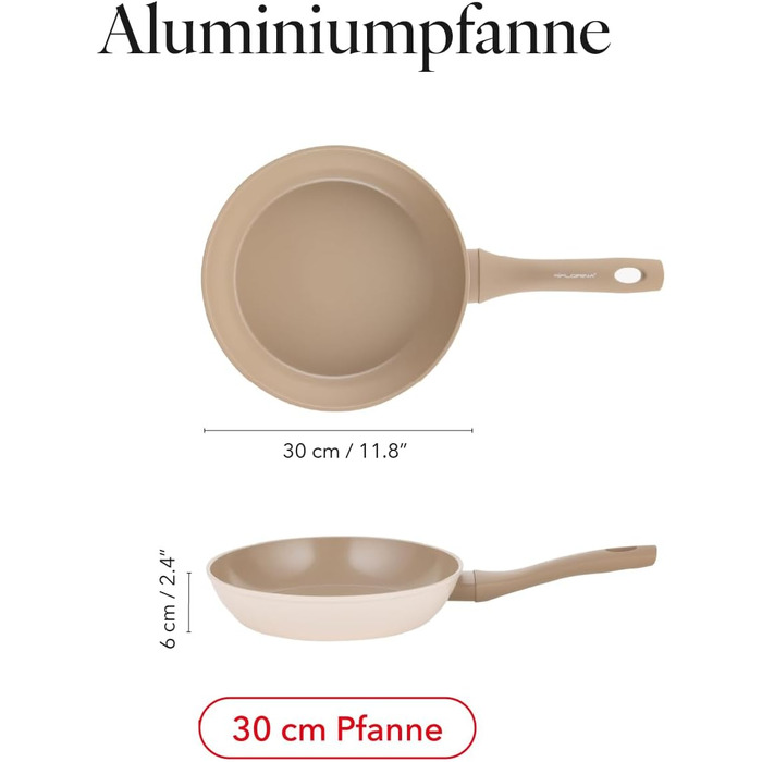 Набір сковорідок Florina Bratpfannen з нержавіючої сталі (20, 24, 28 см) | 3 шт. | 3-шарова конструкція | Алюмінієвий сердечник | Для духовки | Ергономічна ручка | З дзеркальним блиском | Для всіх типів плит