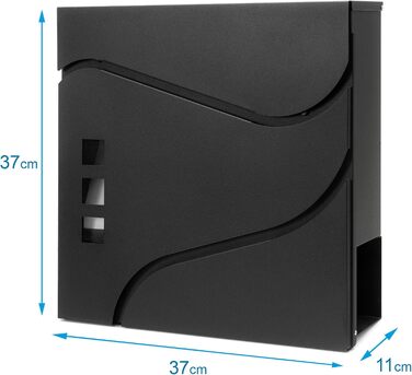 Поштовий ящик Verda з газетницею, нержавіюча сталь, антрацит, 37x37x11 см, вікно, тримач для газет, табличка для імені, сучасний, погодостійкий, 2 ключі