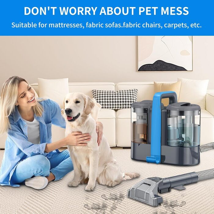 Портативний мийник для меблів та килимів 12kPa 450W: ефективне видалення плям з диванів, авто та килимів