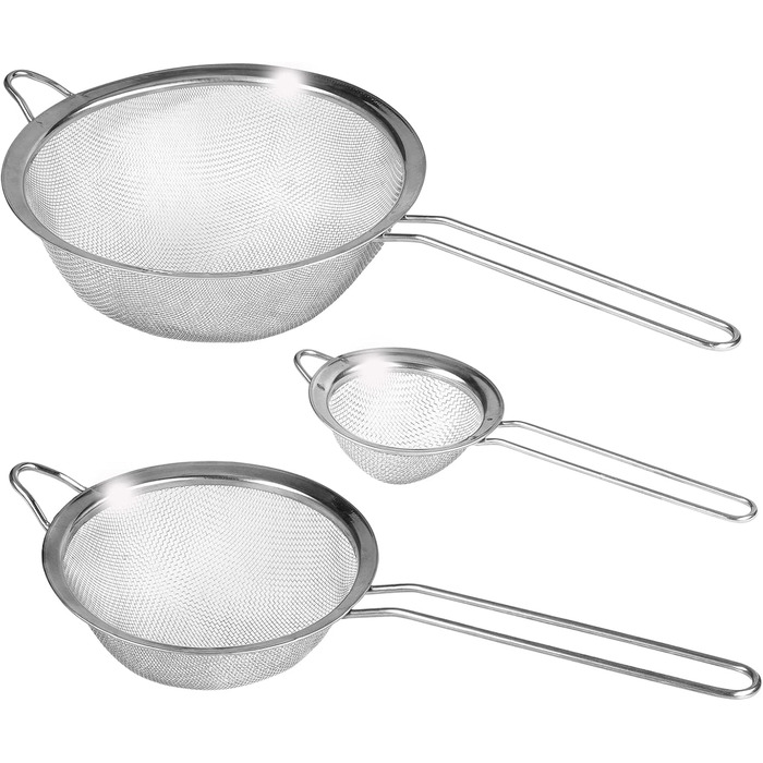 Набір металевих сит Smart-Planet (3 шт.) - для салату, борошна, цукрової пудри. Сита з нержавіючої сталі з ручкою