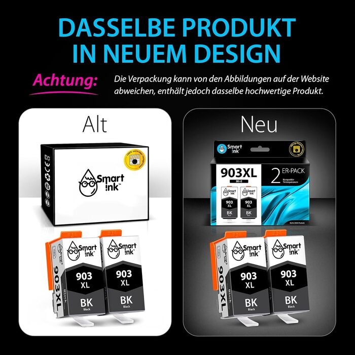 Картриджі Smart Ink для HP 903 XL (903XL) чорний, Multipack, з новим чіпом для HP OfficeJet Pro 6950, 6960, 6970 All-in-One