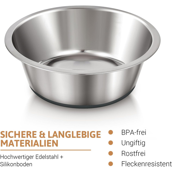Набір мисок для собак PEGGY11 з нержавіючої сталі, 2 шт., 1,92 л - миски для корму та води для великих собак