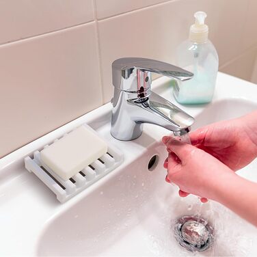 2 шт. Силіконові мильниці AstraLoom з самостійним зливом, легко чистяться, неслизькі та небрудні, ідеальні для ванної кімнати, кухні, мила (білий)