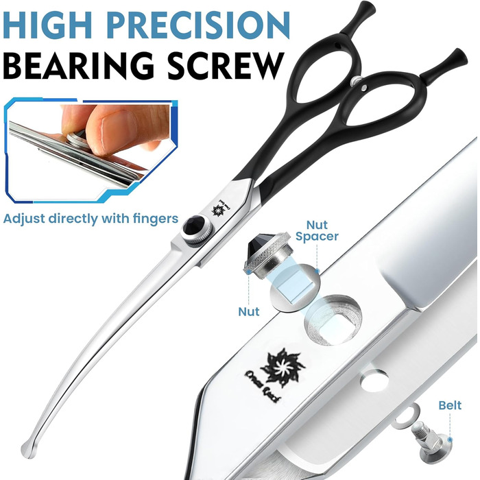 Ножиці для собак Dream Reach 6,5 дюйма, професійні, з нержавіючої сталі 440C, вигнуті, у подарунковій коробці