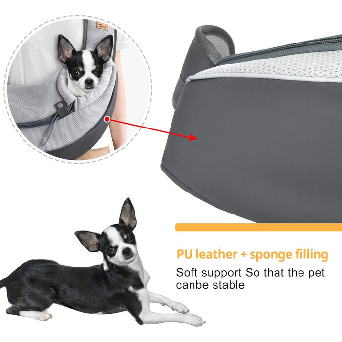 Сумка-кенгуру для собак та котів Cuby Hautier, сіра, L: безпечна, з регульованим ременем та застібкою