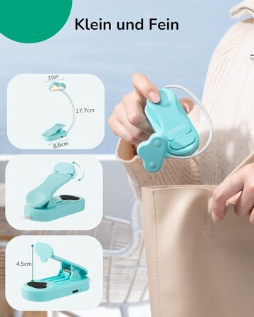 EDISHINE Кліпса-лампа для читання, USB перезарядна, LED лампа для книг, 3 режими кольору, регулювання яскравості, подарунок для дітей, любителів читання (блакитна)