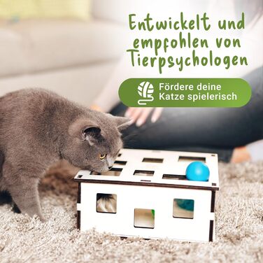 Interactive cat toy for self-entertainment and playing together | Can be combined with treats & own toys [NATURAL PRODUCT] Puzzle Box