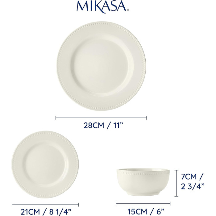 Набір посуду Mikasa Cranborne (12 предметів) - керамічний сервіз для 4 осіб, зелений (з подарунковою коробкою)