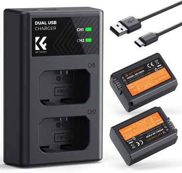 Зарядний пристрій та акумулятор K&F Concept NP-FW50 (2 шт.) для Sony (1100mAh)
