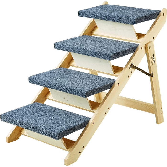 Дерев'яна сходинка для домашніх тварин VEVOR, 2-в-1, складана, для собак та котів, 4 сходинки, до 68 кг