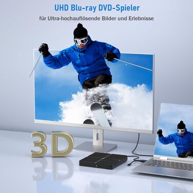 Зовнішній портативний Blu-ray привід (записувач) з двома інтерфейсами, високошвидкісний, сумісний з Windows та Mac OS